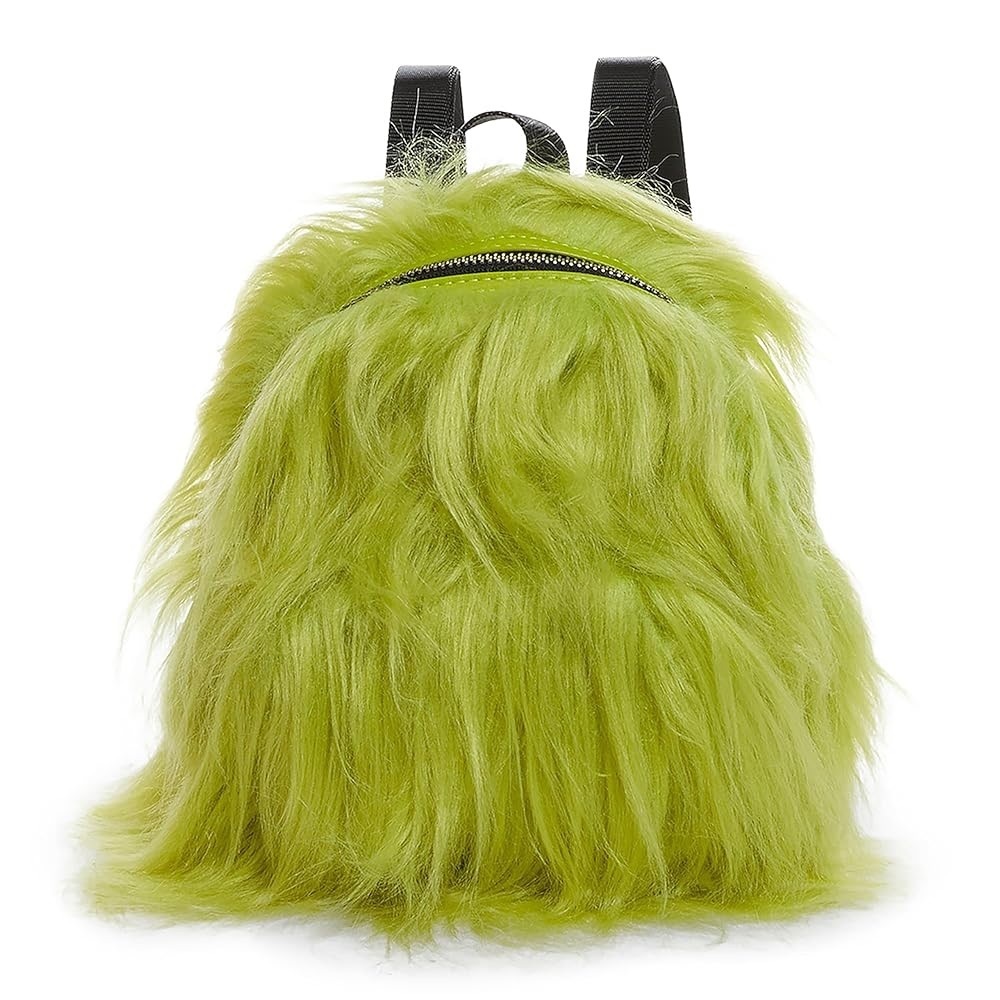 NWT Dolls Kill Current Mood Case of The Grumpies Fuzzy Backpack in Furry Green